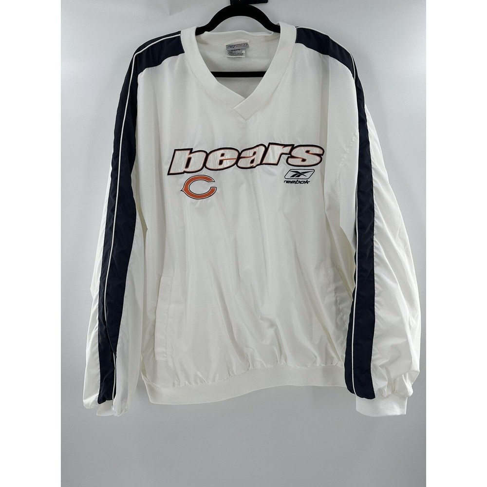 Chicago Bears NFL White Reebok VTG Pull Over Jacket XL  Sport Polyester Football